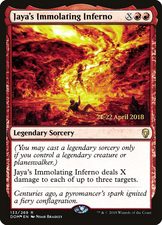 Jaya's Immolating Inferno [Dominaria Prerelease Promos] | Pegasus Games WI