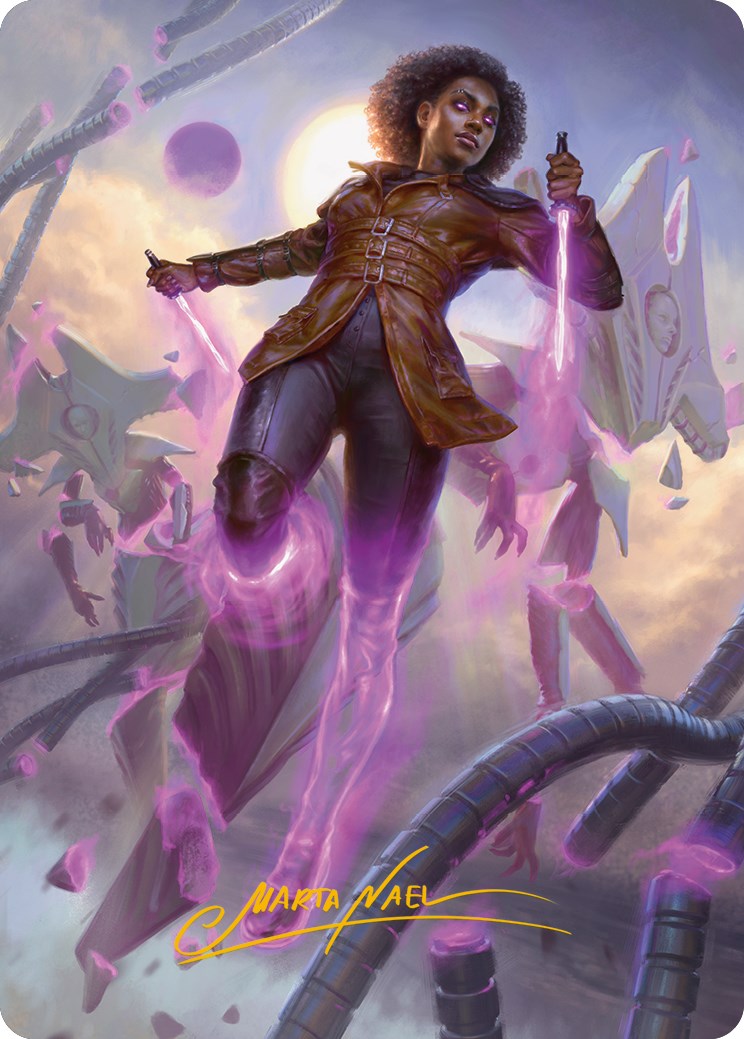 Kaya, Intangible Slayer Art Card (Gold-Stamped Signature) [Phyrexia: All Will Be One Art Series] | Pegasus Games WI