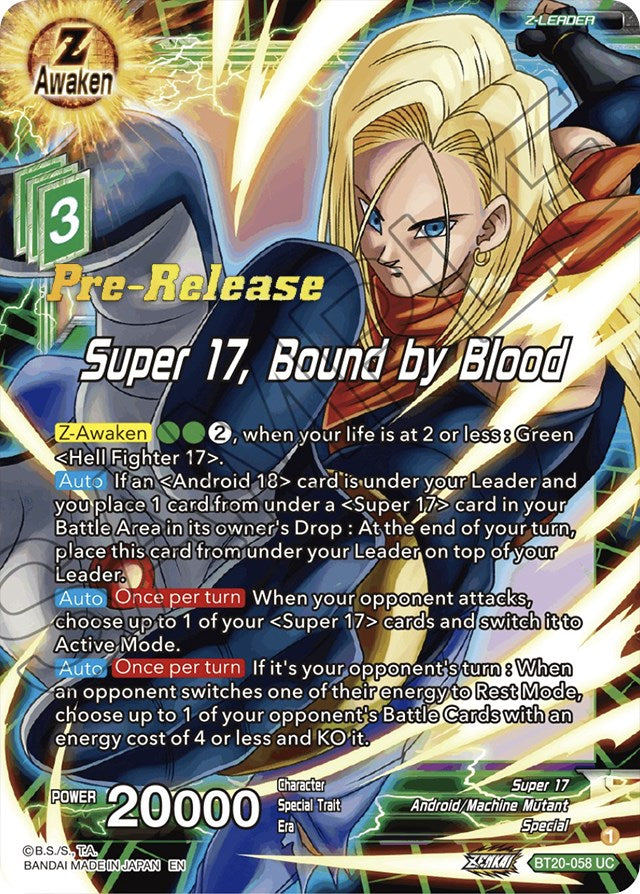 Super 17, Bound by Blood (BT20-058) [Power Absorbed Prerelease Promos] | Pegasus Games WI