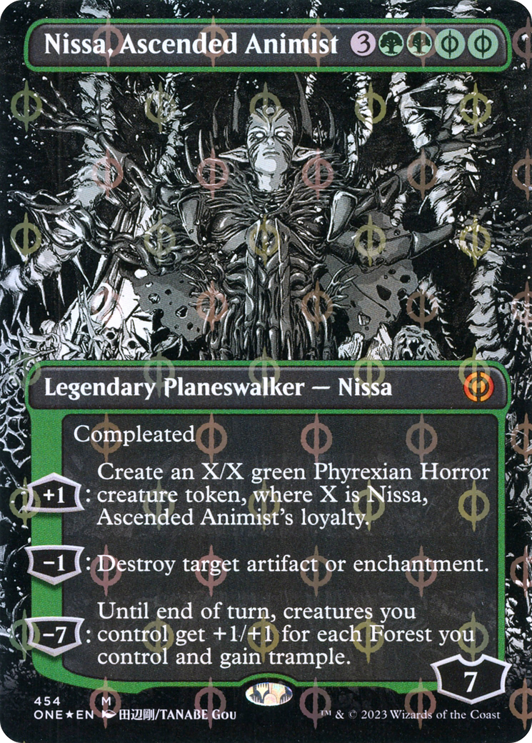 Nissa, Ascended Animist (Borderless Manga Step-and-Compleat Foil) [Phyrexia: All Will Be One] | Pegasus Games WI