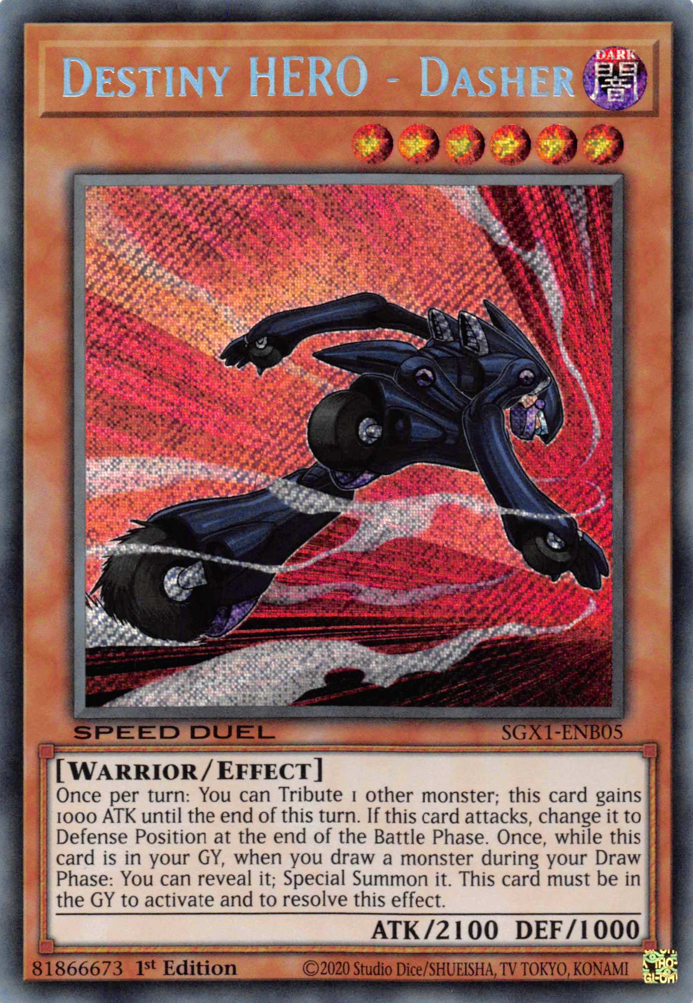 Destiny HERO - Dasher [SGX1-ENB05] Secret Rare | Pegasus Games WI