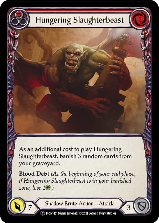 Hungering Slaughterbeast (Red) (Rainbow Foil) [U-MON147-RF] Unlimited Rainbow Foil | Pegasus Games WI