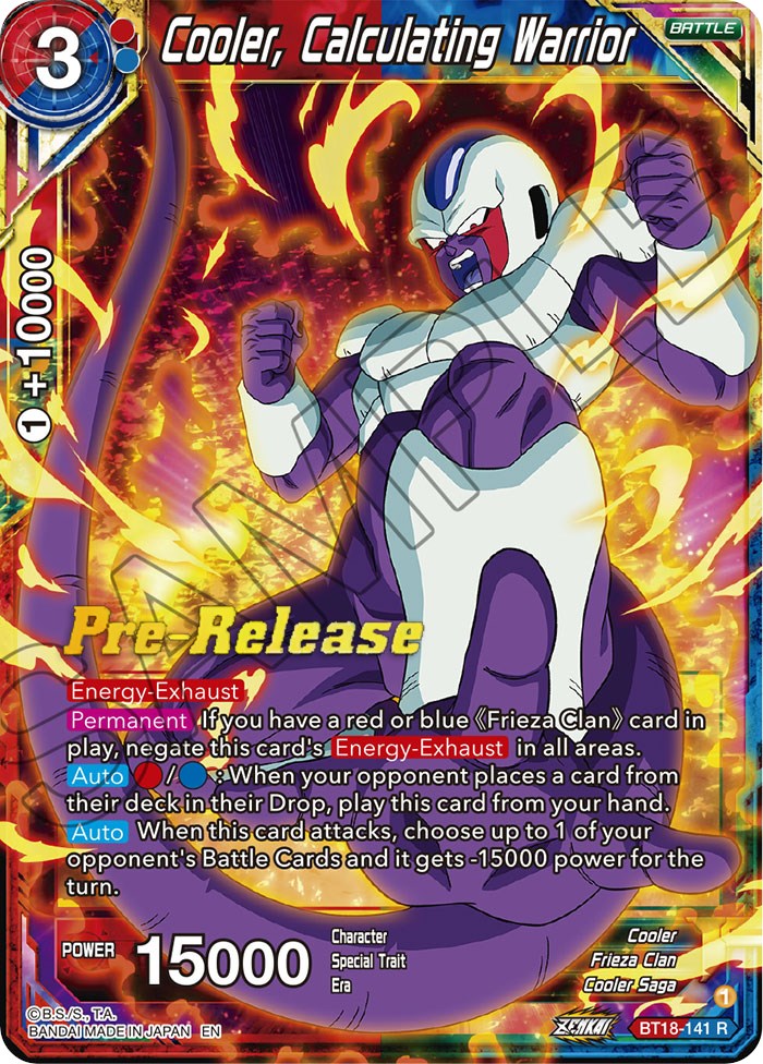 Cooler, Calculated Warrior (BT18-141) [Dawn of the Z-Legends Prerelease Promos] | Pegasus Games WI
