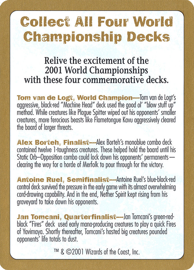 2001 World Championships Ad [World Championship Decks 2001] | Pegasus Games WI