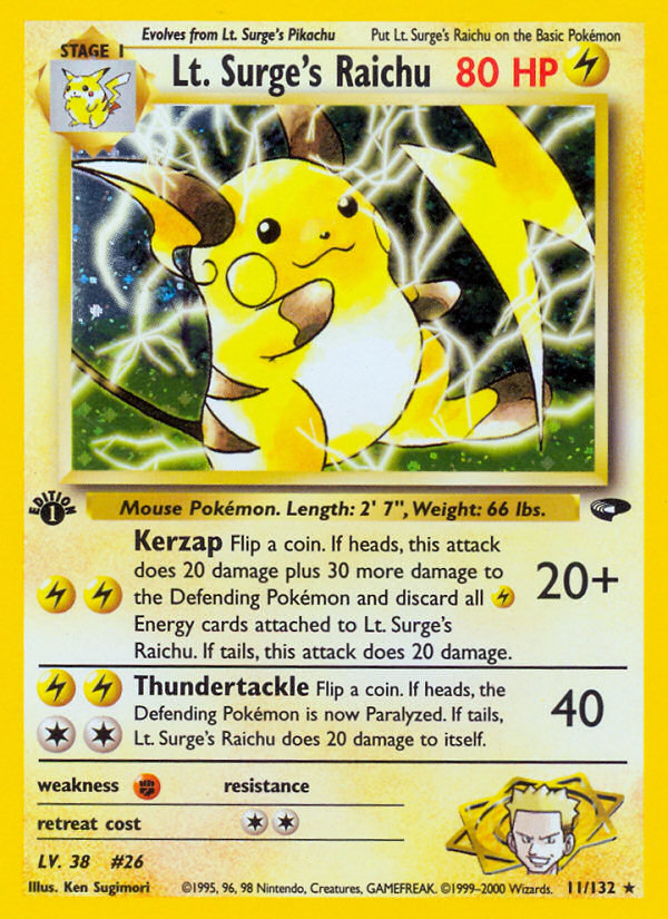 Lt. Surge's Raichu (11/132) [Gym Challenge 1st Edition] | Pegasus Games WI