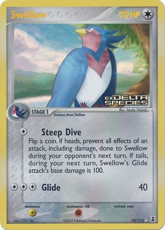 Swellow (32/113) (Stamped) [EX: Delta Species] | Pegasus Games WI