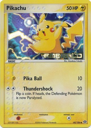 Pikachu (60/106) (Stamped) [EX: Emerald] | Pegasus Games WI