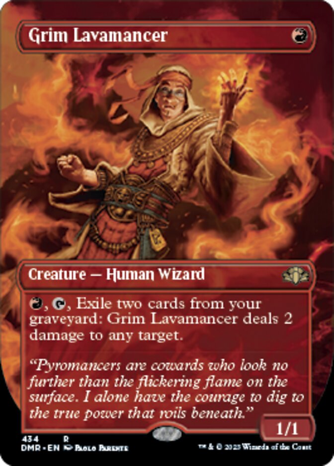 Grim Lavamancer (Borderless Alternate Art) [Dominaria Remastered] | Pegasus Games WI