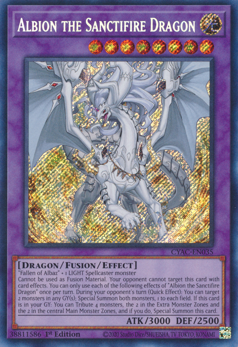 Albion the Sanctifire Dragon [CYAC-EN035] Secret Rare | Pegasus Games WI