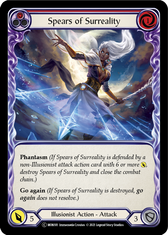 Spears of Surreality (Red) (Rainbow Foil) [U-MON101-RF] Unlimited Rainbow Foil | Pegasus Games WI