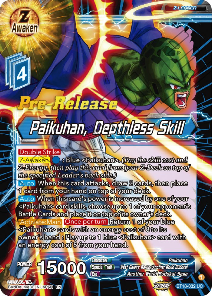 Paikuhan, Depthless Skill (BT18-032) [Dawn of the Z-Legends Prerelease Promos] | Pegasus Games WI