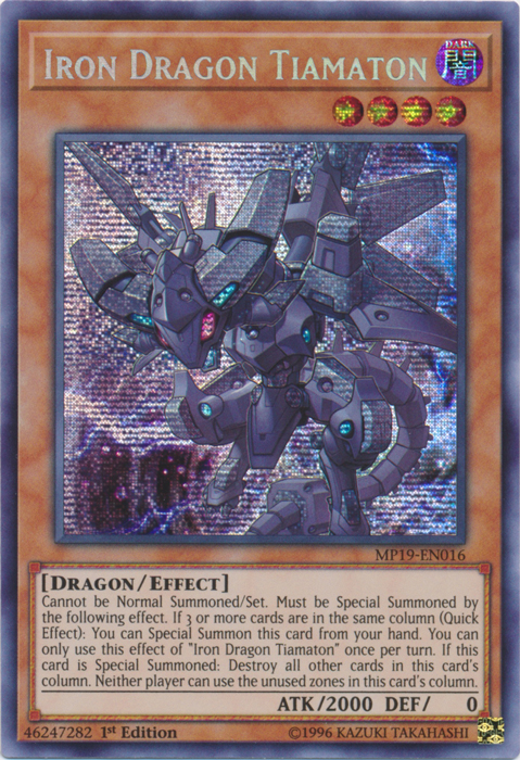 Iron Dragon Tiamaton [MP19-EN016] Prismatic Secret Rare | Pegasus Games WI