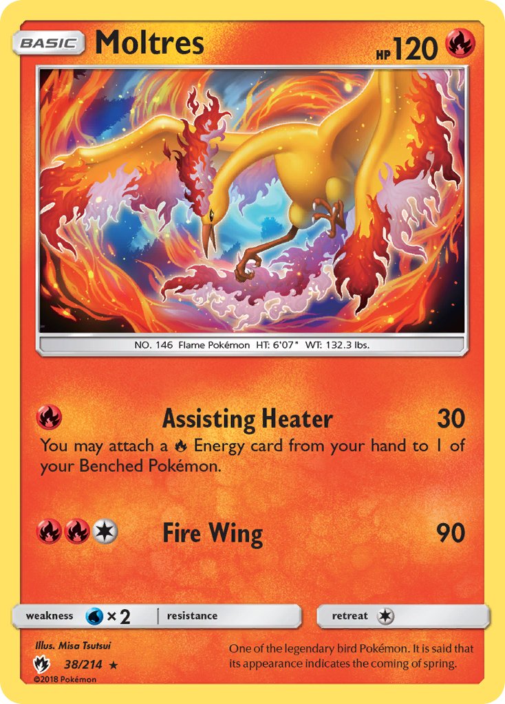 Moltres (38/214) (Let's Play, Eevee) Cracked Ice Holo) (Theme Deck Exclusive) [Sun & Moon: Lost Thunder] | Pegasus Games WI