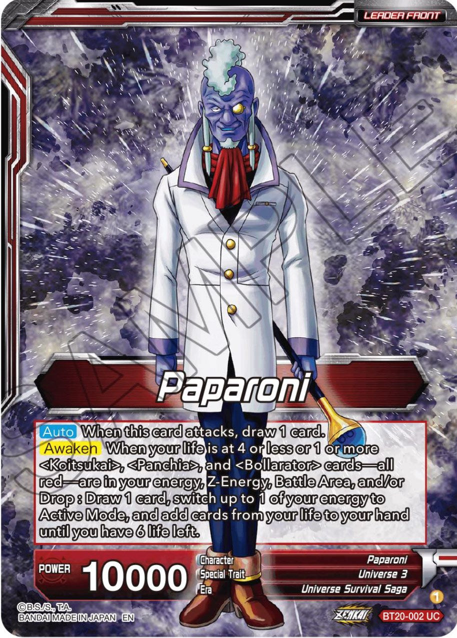 Paparoni // Warriors of Universe 3, United as One (BT20-002) [Power Absorbed Prerelease Promos] | Pegasus Games WI