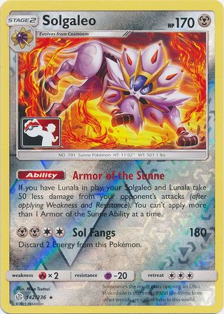Solgaleo (142/236) (Pokemon Club Special Print) [Sun & Moon: Cosmic Eclipse] | Pegasus Games WI
