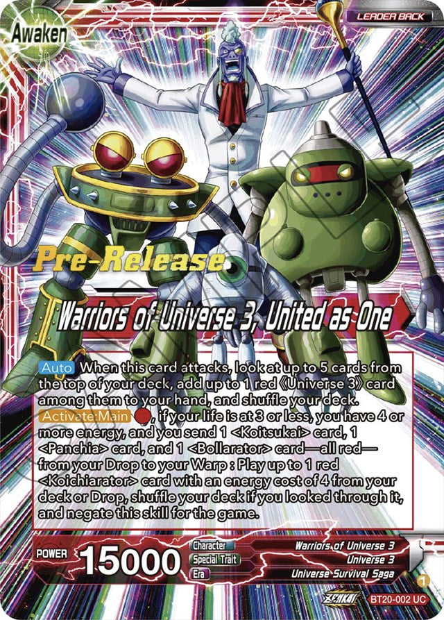 Paparoni // Warriors of Universe 3, United as One (BT20-002) [Power Absorbed Prerelease Promos] | Pegasus Games WI