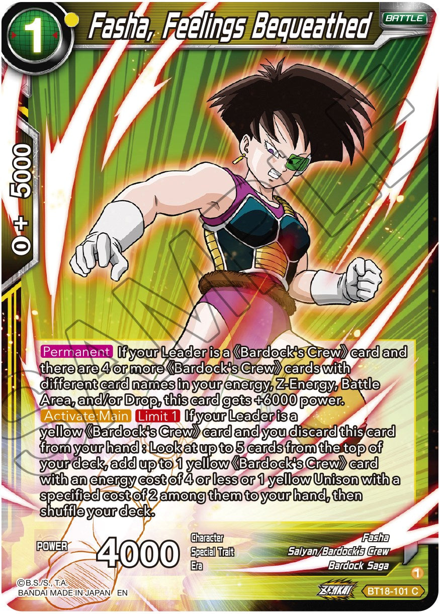 Fasha, Feelings Bequeathed (BT18-101) [Dawn of the Z-Legends] | Pegasus Games WI