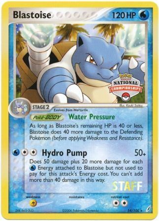 Blastoise (14/100) (National Championship Promo Staff) [EX: Crystal Guardians] | Pegasus Games WI