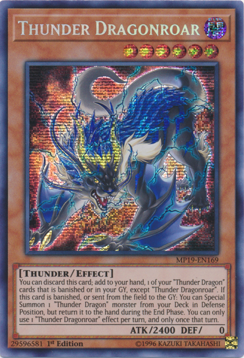 Thunder Dragonroar [MP19-EN169] Prismatic Secret Rare | Pegasus Games WI
