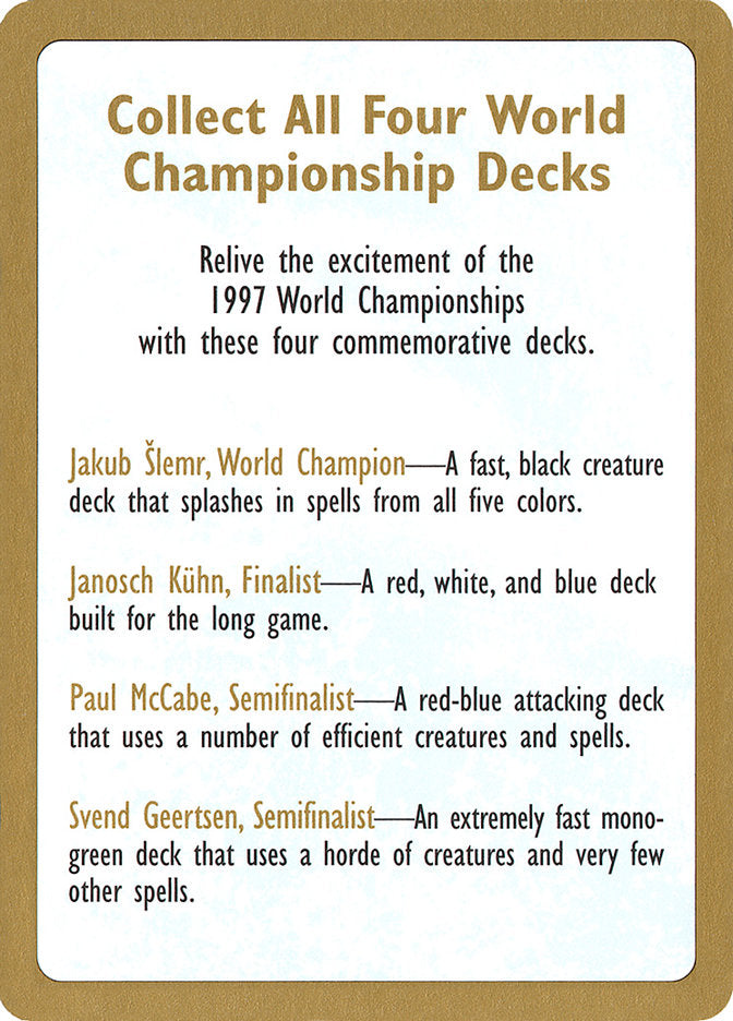 1997 World Championships Ad [World Championship Decks 1997] | Pegasus Games WI