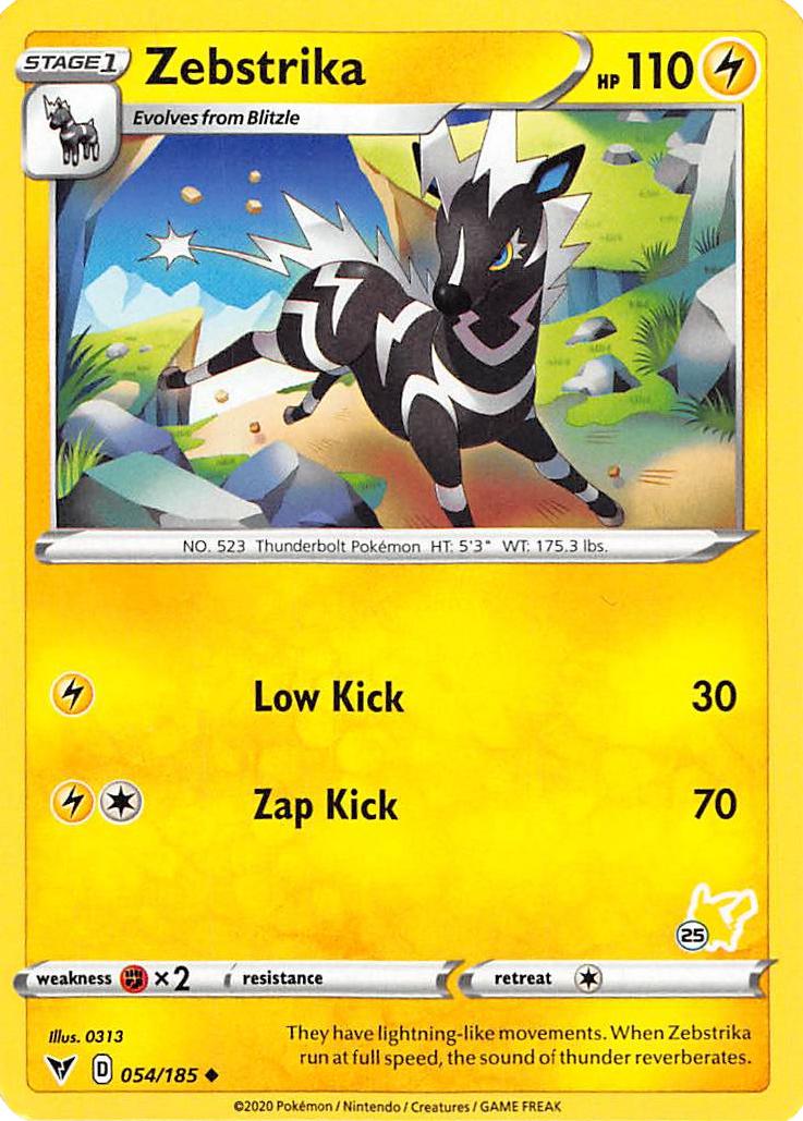 Zebstrika (054/185) (Pikachu Stamp #25) [Battle Academy 2022] | Pegasus Games WI