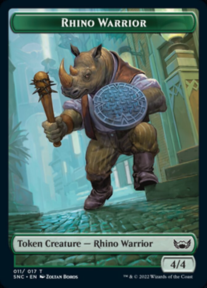 Fish // Rhino Warrior Double-Sided Token [Streets of New Capenna Tokens] | Pegasus Games WI