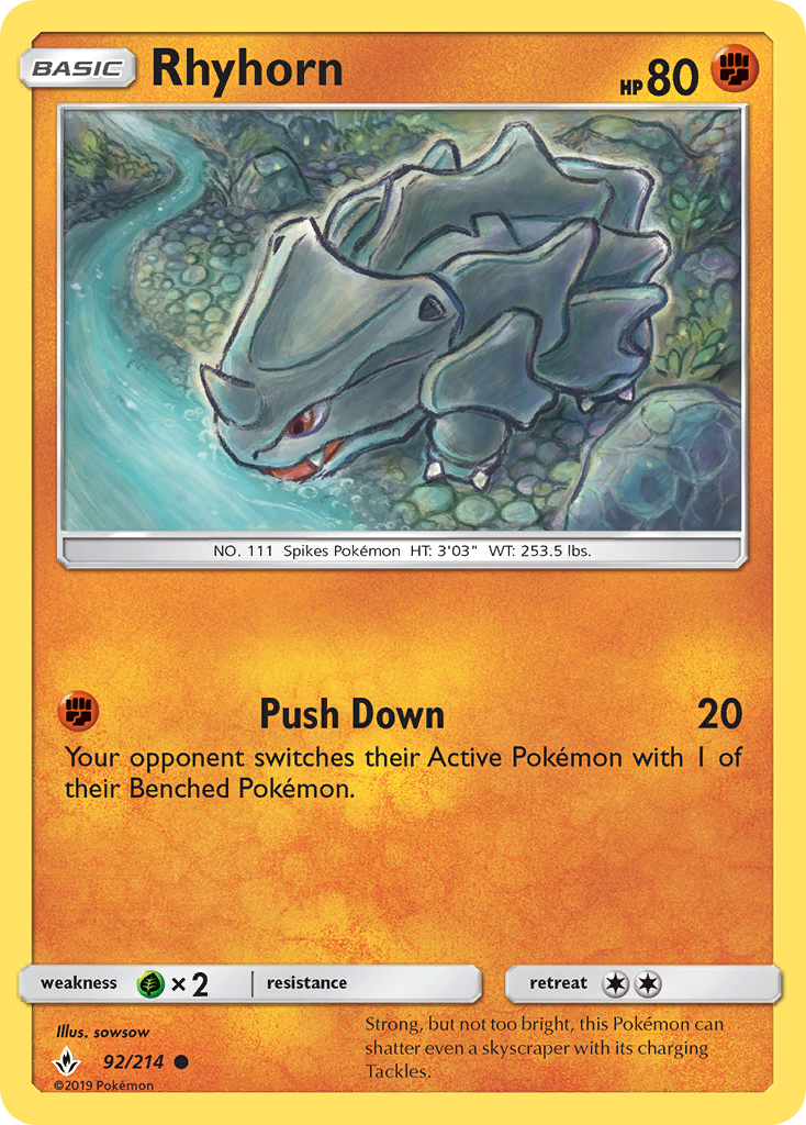 Rhyhorn (92/214) [Sun & Moon: Unbroken Bonds] | Pegasus Games WI