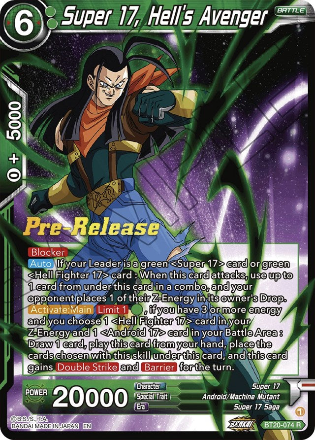 Super 17, Hell's Avenger (BT20-074) [Power Absorbed Prerelease Promos] | Pegasus Games WI