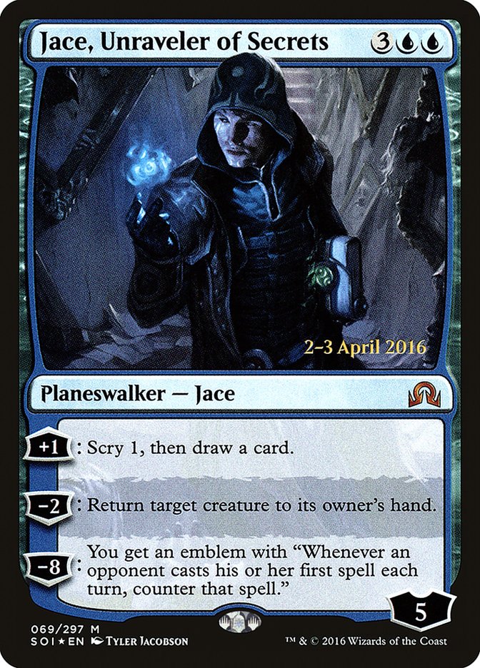 Jace, Unraveler of Secrets [Shadows over Innistrad Prerelease Promos] | Pegasus Games WI