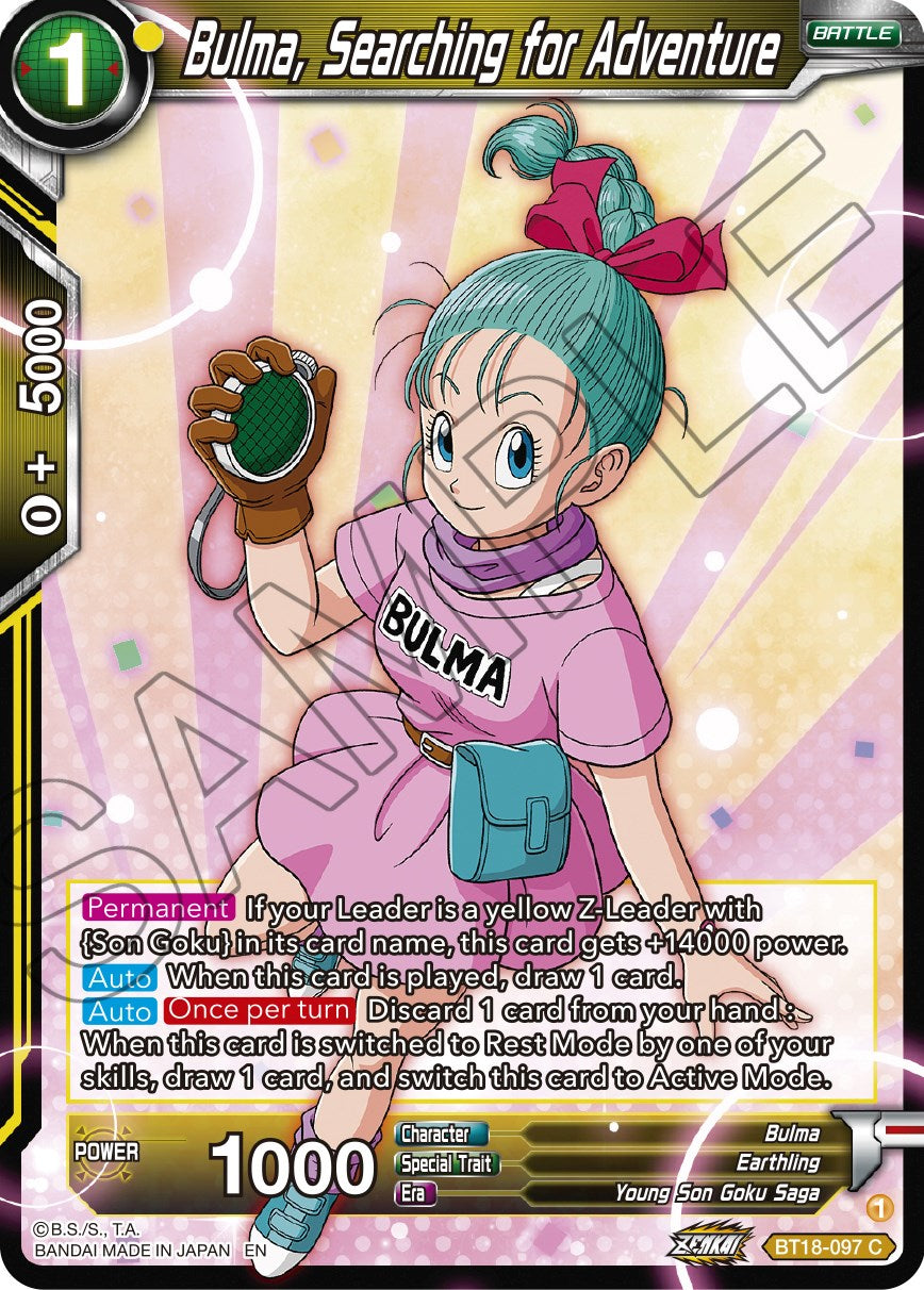 Bulma, Searching for Adventure (BT18-097) [Dawn of the Z-Legends] | Pegasus Games WI