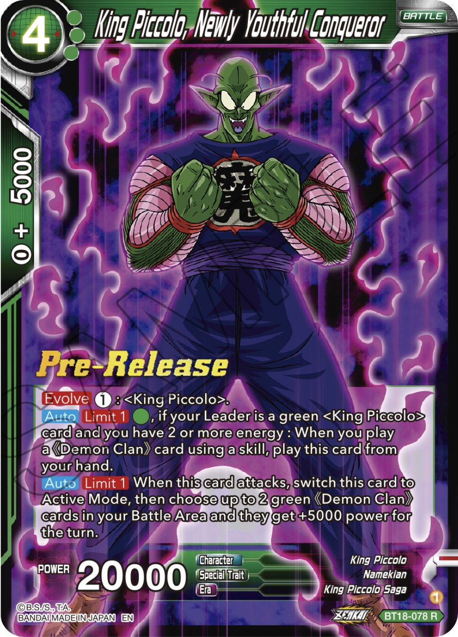 King Piccolo, Newly Youthful Conqueror (BT18-078) [Dawn of the Z-Legends Prerelease Promos] | Pegasus Games WI
