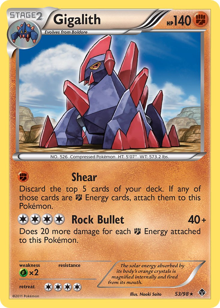 Gigalith (53/98) (Cracked Ice Holo) (Blister Exclusive) [Black & White: Emerging Powers] | Pegasus Games WI