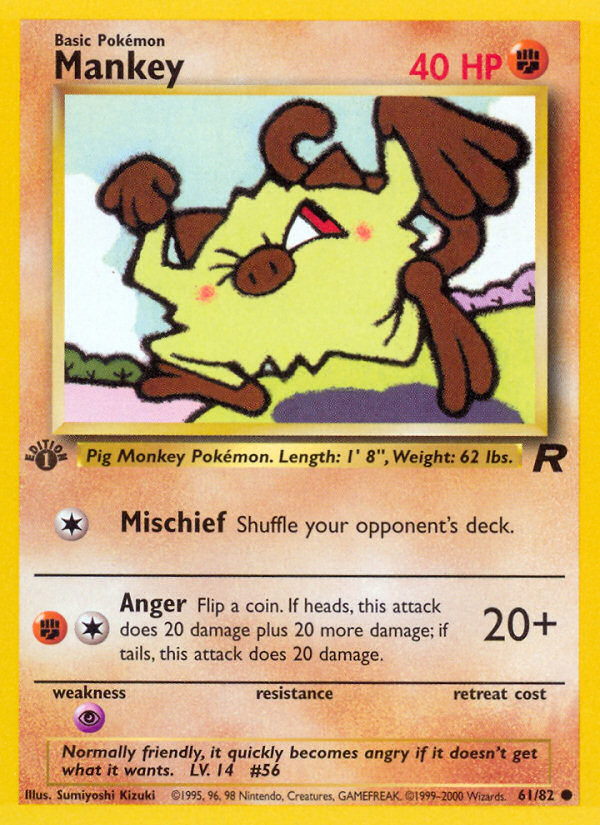 Mankey (61/82) [Team Rocket 1st Edition] | Pegasus Games WI