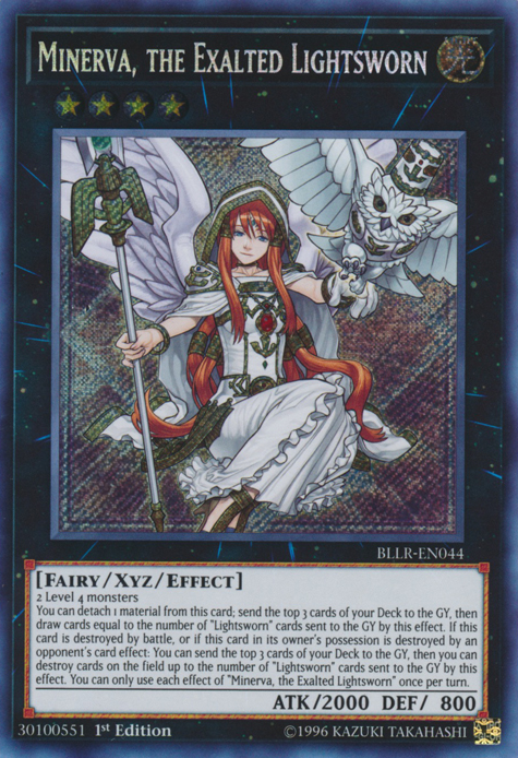 Minerva, the Exalted Lightsworn [BLLR-EN044] Secret Rare | Pegasus Games WI