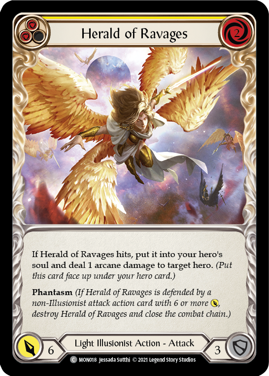 Herald of Ravages (Yellow) (Rainbow Foil) [MON018-RF] 1st Edition Rainbow Foil | Pegasus Games WI