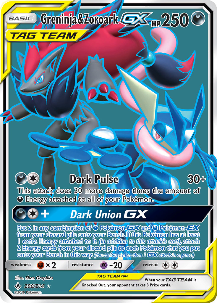 Greninja & Zoroark GX (200/214) [Sun & Moon: Unbroken Bonds] | Pegasus Games WI