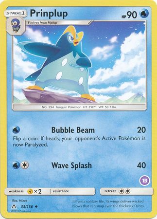 Prinplup (33/156) (Deck Exclusive #13) [Sun & Moon: Trainer Kit - Alolan Sandslash] | Pegasus Games WI