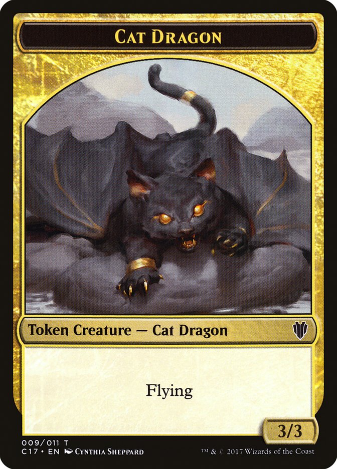 Cat Dragon // Dragon (007) Double-Sided Token [Commander 2017 Tokens] | Pegasus Games WI