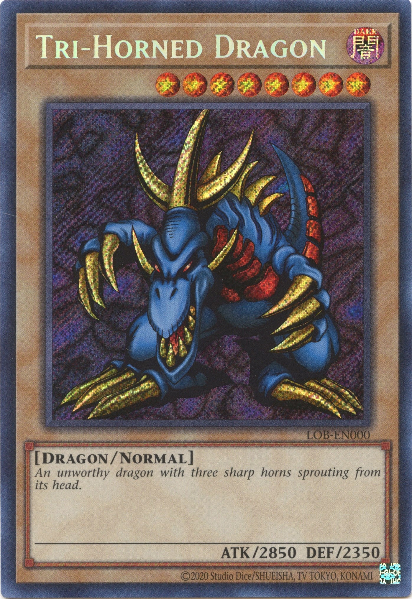 Tri-Horned Dragon (25th Anniversary) [LOB-EN000] Secret Rare | Pegasus Games WI