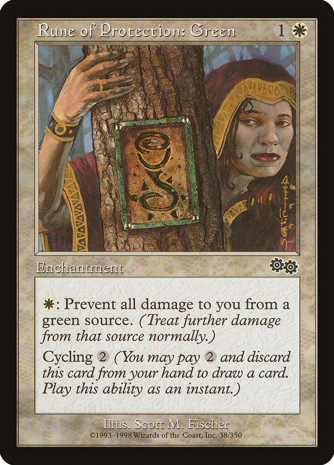 Rune of Protection: Green [Urza's Saga] | Pegasus Games WI