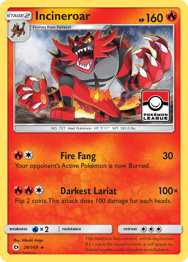 Incineroar (26/149) [Sun & Moon: Base Set] | Pegasus Games WI