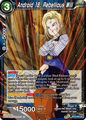Android 18, Rebellious Will (BT17-047) [Ultimate Squad] | Pegasus Games WI