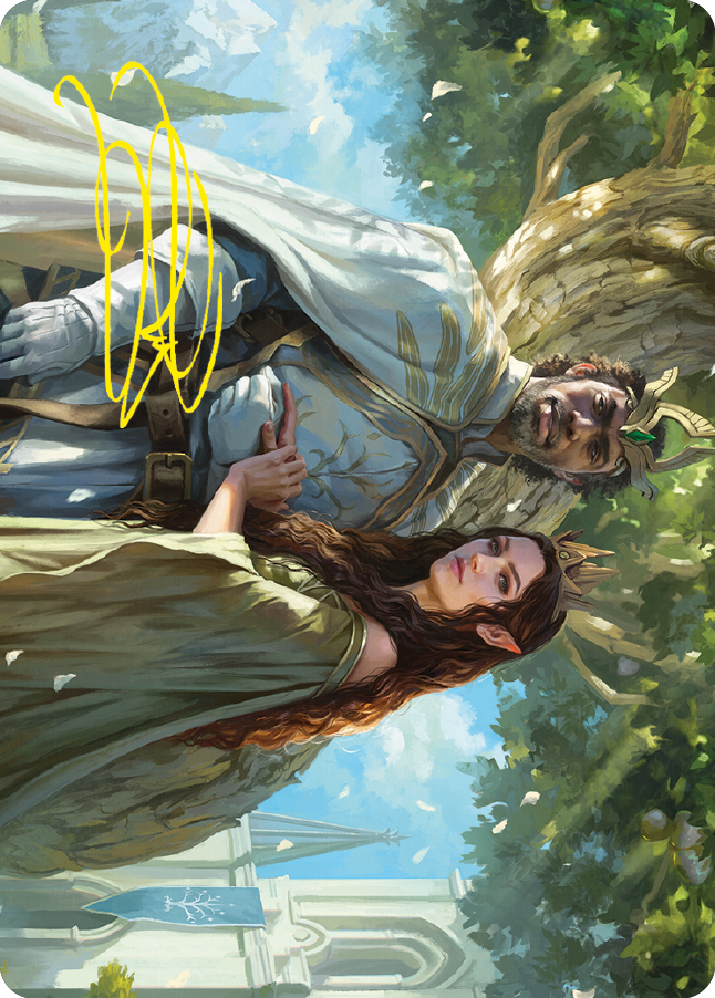 Aragorn and Arwen, Wed Art Card (Gold-Stamped Signature) [The Lord of the Rings: Tales of Middle-earth Art Series] | Pegasus Games WI