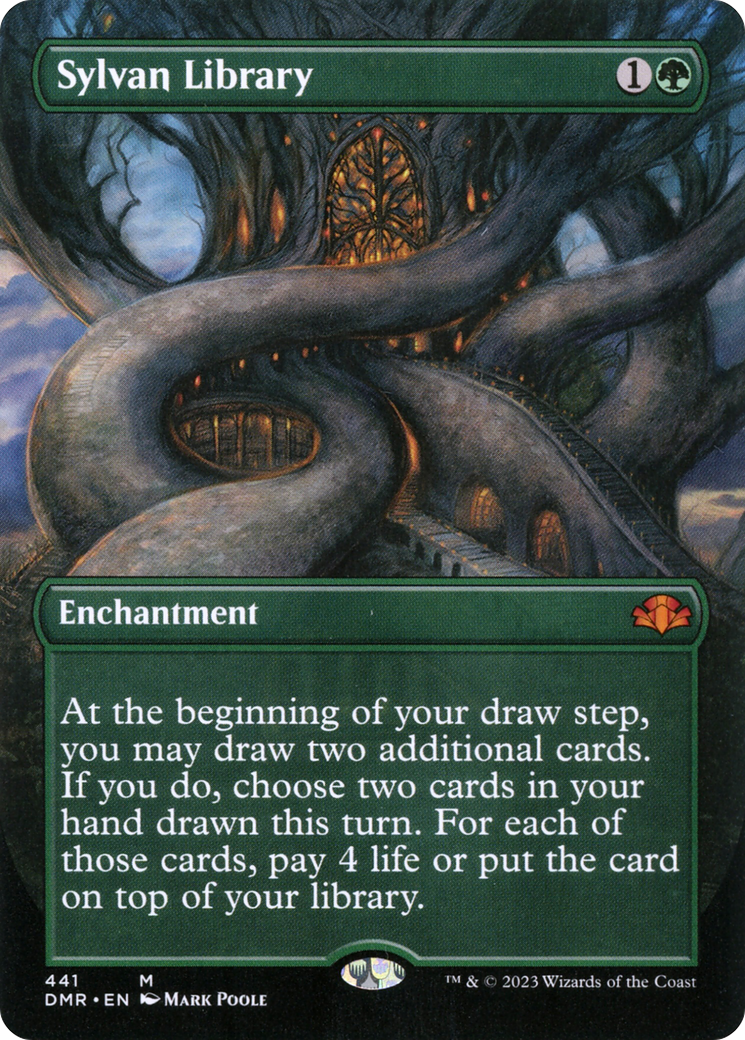 Sylvan Library (Borderless Alternate Art) [Dominaria Remastered] | Pegasus Games WI