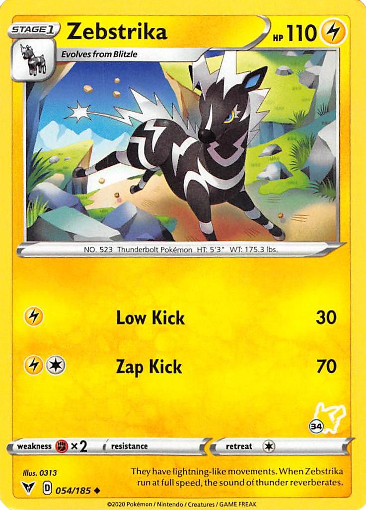 Zebstrika (054/185) (Pikachu Stamp #34) [Battle Academy 2022] | Pegasus Games WI