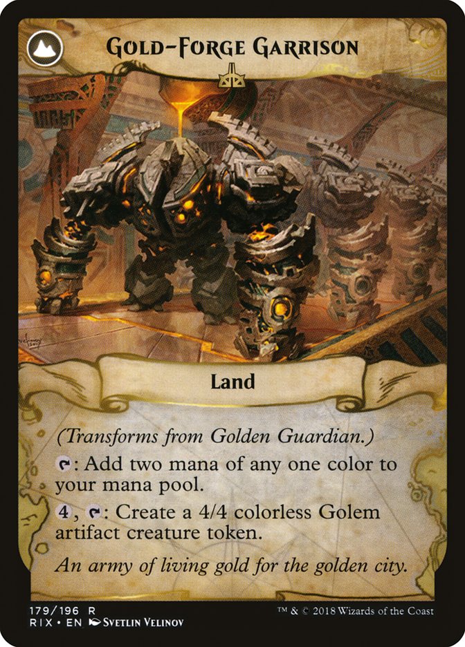 Golden Guardian // Gold-Forge Garrison [Rivals of Ixalan] | Pegasus Games WI