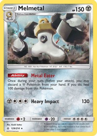Melmetal (129/214) (Cosmos Holo) [Sun & Moon: Unbroken Bonds] | Pegasus Games WI