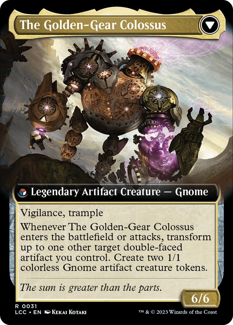 Tetzin, Gnome Champion // The Golden-Gear Colossus (Extended Art) [The Lost Caverns of Ixalan Commander] | Pegasus Games WI