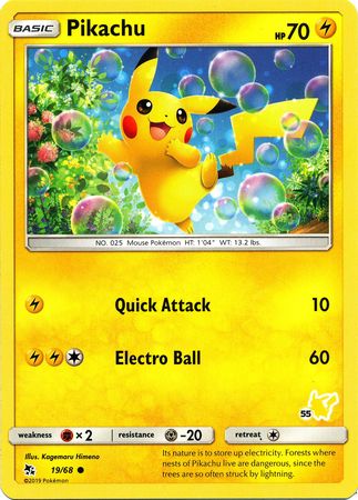Pikachu (19/68) (Pikachu Stamp #55) [Battle Academy 2020] | Pegasus Games WI