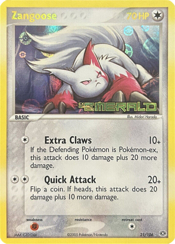 Zangoose (21/106) (Stamped) [EX: Emerald] | Pegasus Games WI